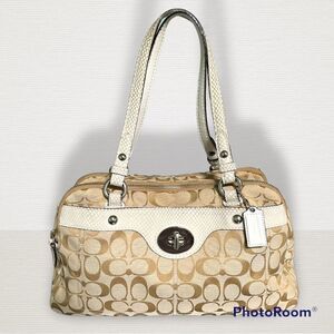 Coach Vintage Penelope Signature Satchel Canvas Leather Trim Designer Purse